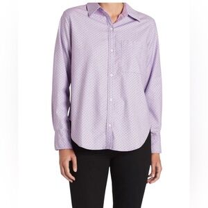 Current/Elliott The Neal Purple Polka Dot Cotton Button Down Shirt Size 2 NWT